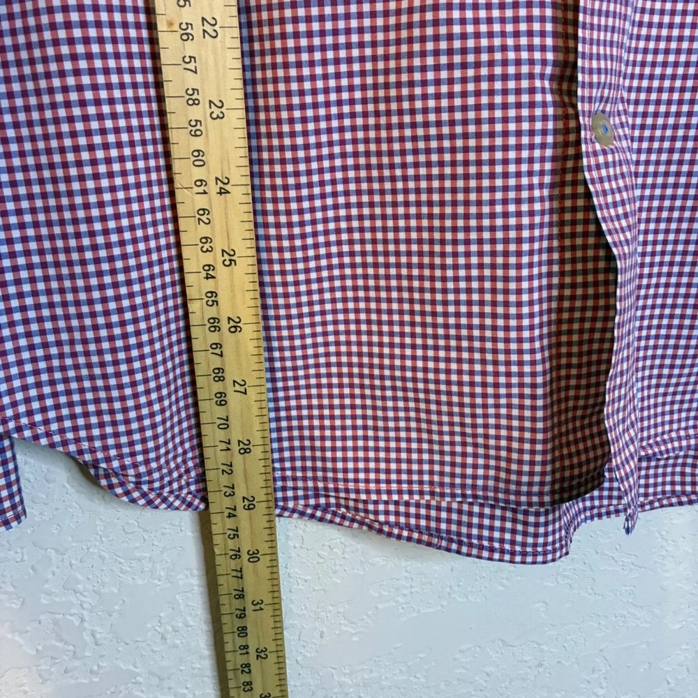 Banana Republic Grant Fit Gingham Shirt Mens Large Red Blue Custom 078 Bloke